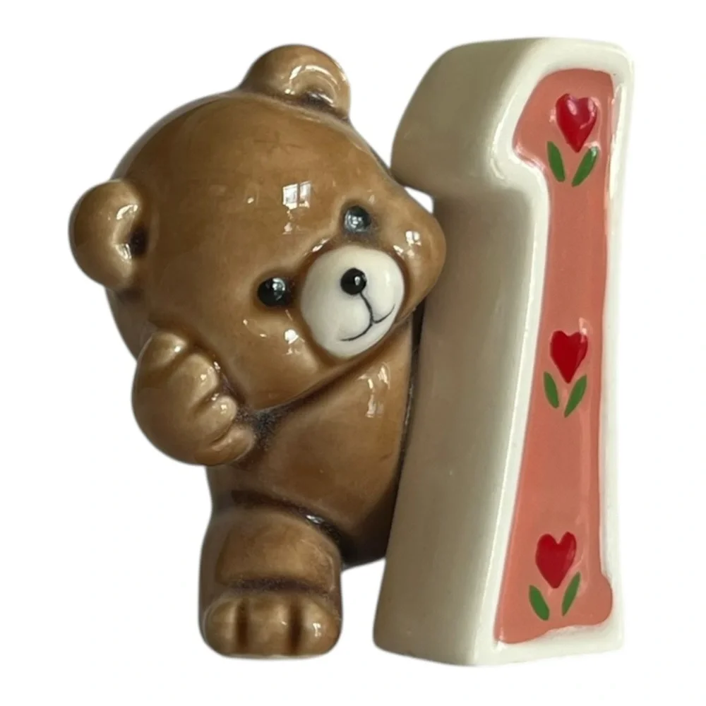vintage first birthday porcelain bear hearts #1
